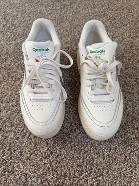 Reebok Classic White Leather Sneakers with Green Logo